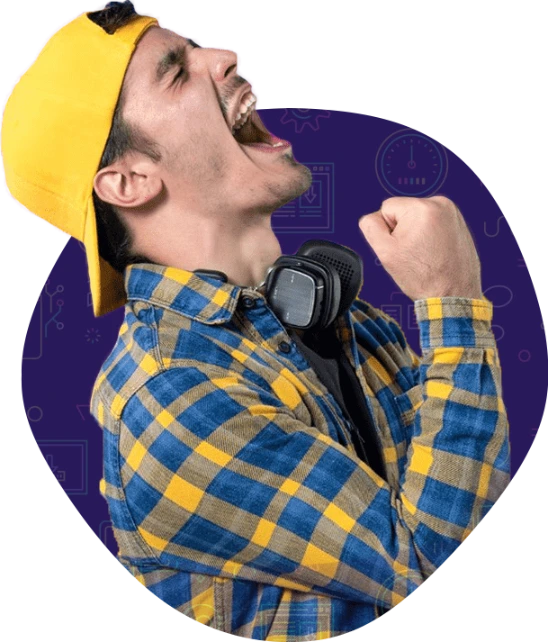 Excited man celebrating